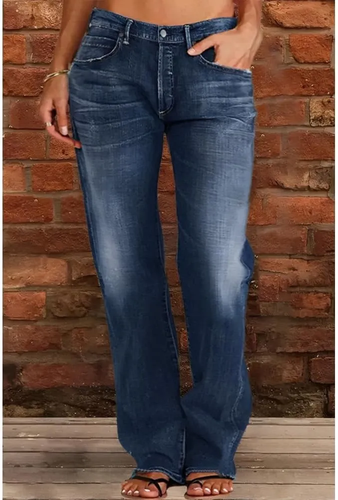 Akivide Women's Baggy Wide Leg Jeans Ripped Causal Loose Fit Boyfriend Distressed Straight Leg Denim Pants