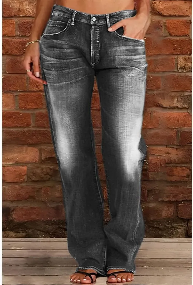 Akivide Women's Baggy Wide Leg Jeans Ripped Causal Loose Fit Boyfriend Distressed Straight Leg Denim Pants