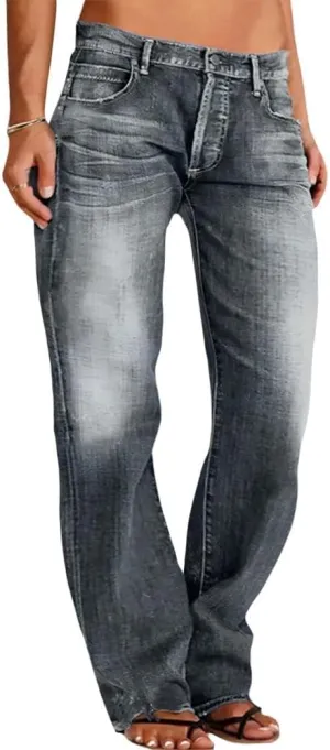 Akivide Women's Baggy Wide Leg Jeans Ripped Causal Loose Fit Boyfriend Distressed Straight Leg Denim Pants