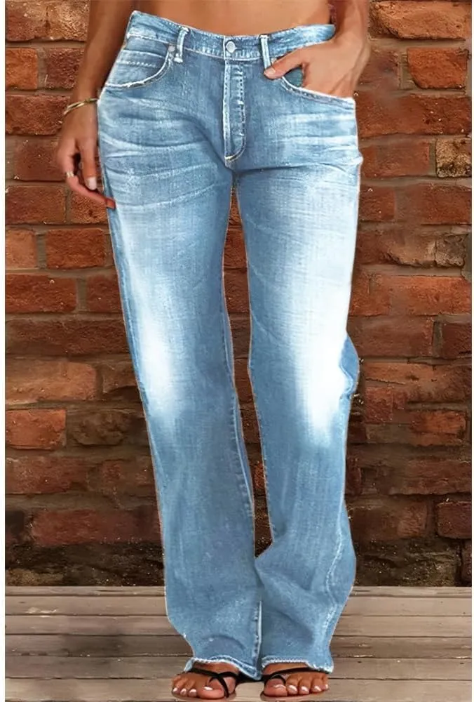 Akivide Women's Baggy Wide Leg Jeans Ripped Causal Loose Fit Boyfriend Distressed Straight Leg Denim Pants