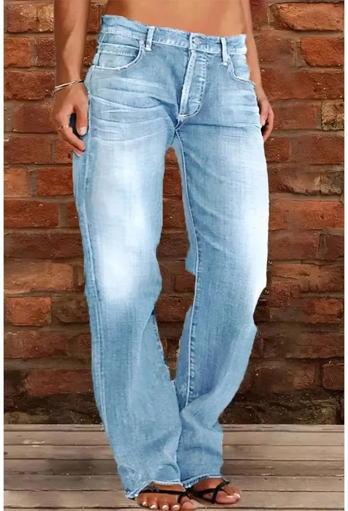 Akivide Women's Baggy Wide Leg Jeans Ripped Causal Loose Fit Boyfriend Distressed Straight Leg Denim Pants