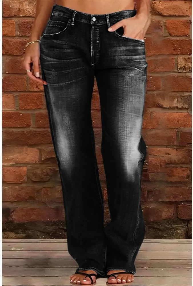 Akivide Women's Baggy Wide Leg Jeans Ripped Causal Loose Fit Boyfriend Distressed Straight Leg Denim Pants