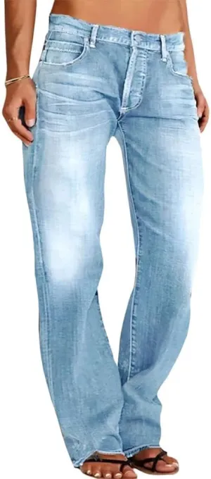 Akivide Women's Baggy Wide Leg Jeans Ripped Causal Loose Fit Boyfriend Distressed Straight Leg Denim Pants