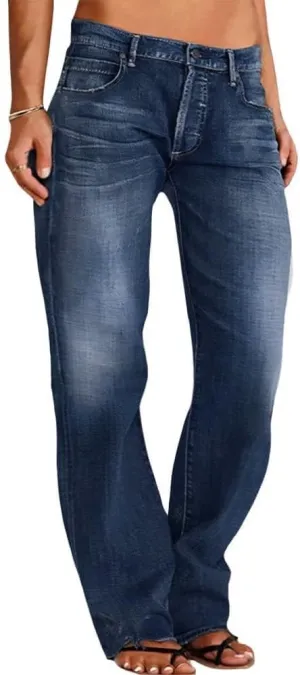 Akivide Women's Baggy Wide Leg Jeans Ripped Causal Loose Fit Boyfriend Distressed Straight Leg Denim Pants
