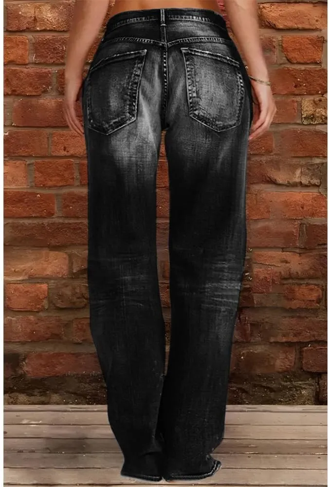 Akivide Women's Baggy Wide Leg Jeans Ripped Causal Loose Fit Boyfriend Distressed Straight Leg Denim Pants