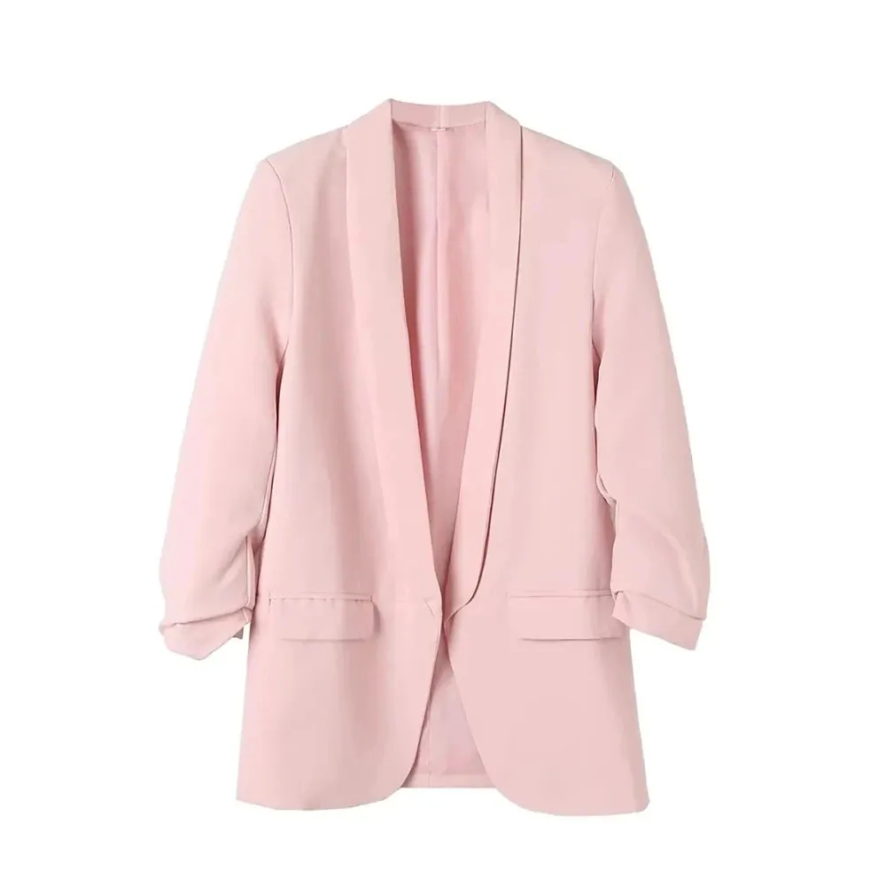 Ava Tailored Blazer  Bold Colour Statement Suit Jacket with Pleated Sleeves