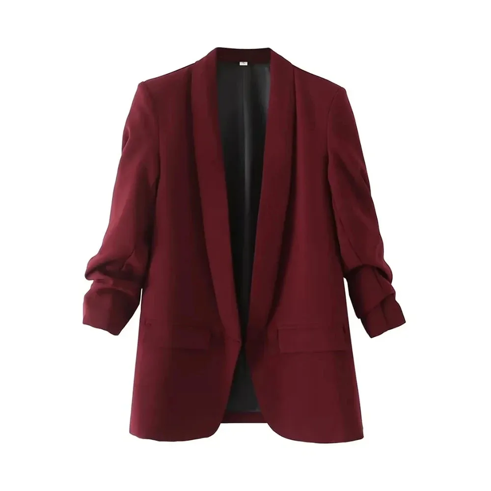Ava Tailored Blazer  Bold Colour Statement Suit Jacket with Pleated Sleeves