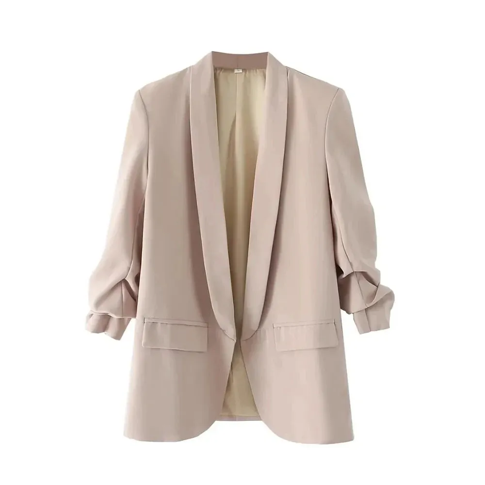 Ava Tailored Blazer  Bold Colour Statement Suit Jacket with Pleated Sleeves