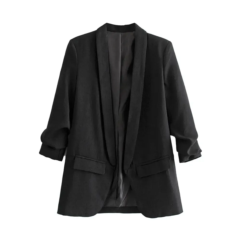 Ava Tailored Blazer  Bold Colour Statement Suit Jacket with Pleated Sleeves