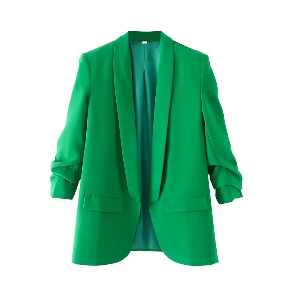 Ava Tailored Blazer  Bold Colour Statement Suit Jacket with Pleated Sleeves