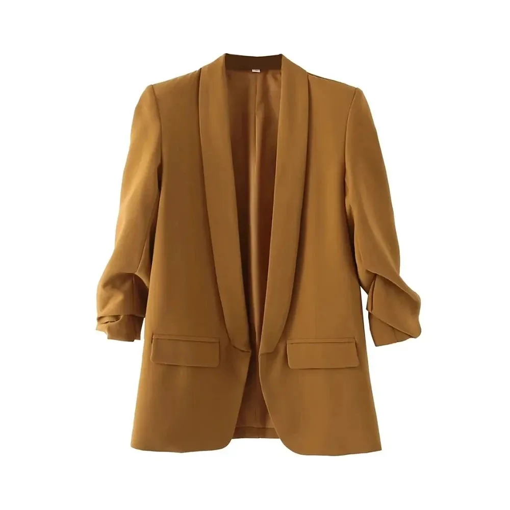 Ava Tailored Blazer  Bold Colour Statement Suit Jacket with Pleated Sleeves