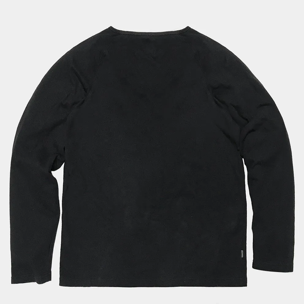 BZEN M.3089-EARL 3 REGULAR FIT LONG SLEEVE 3 BUTTON HENLEY NEPPY JERSEY-195GSM-E0 BLACK