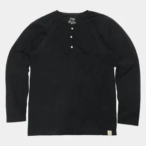 BZEN M.3089-EARL 3 REGULAR FIT LONG SLEEVE 3 BUTTON HENLEY NEPPY JERSEY-195GSM-E0 BLACK