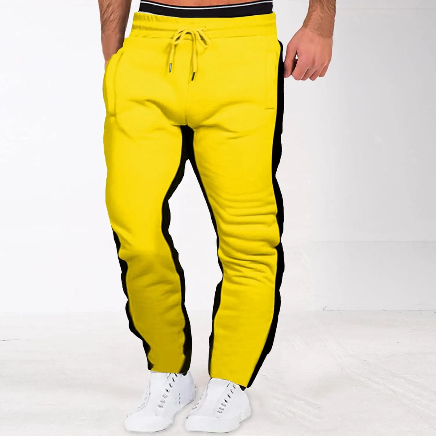Cargo Sweatpants for Men Big and Tall Trousers Mens Heavyweight Cargo Fleece Sweatpants Stretch Elastic Waist Jogger