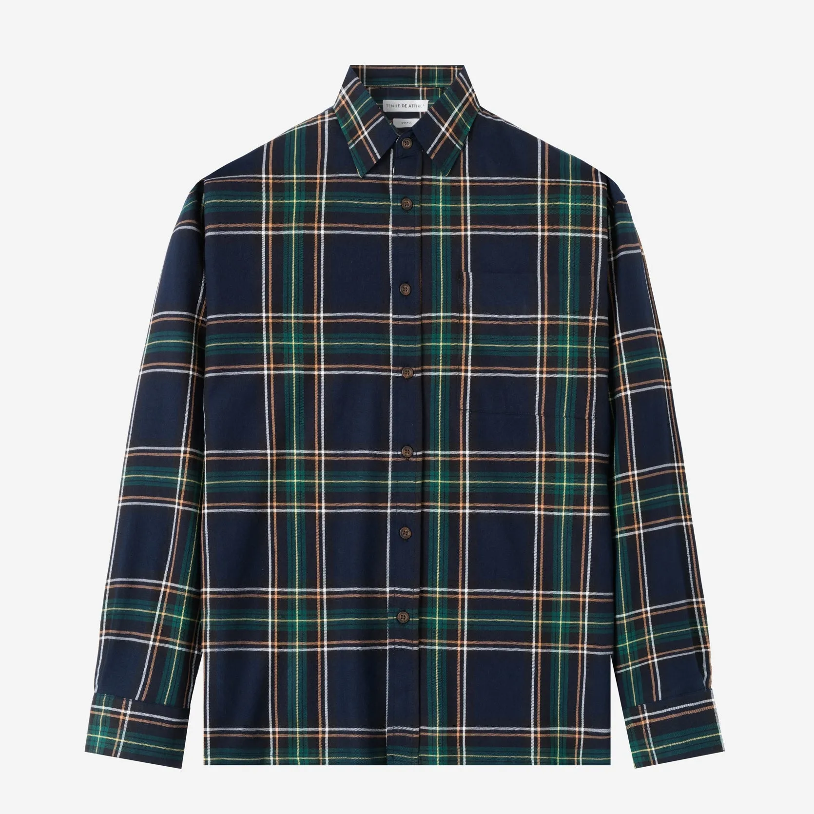 College Days Long Sleeve Plaid Shirt - Navy Green