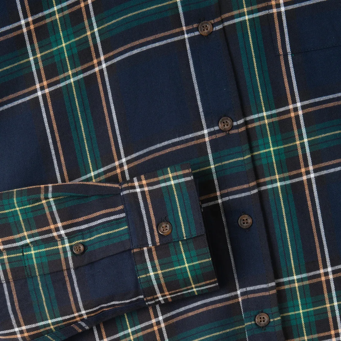 College Days Long Sleeve Plaid Shirt - Navy Green