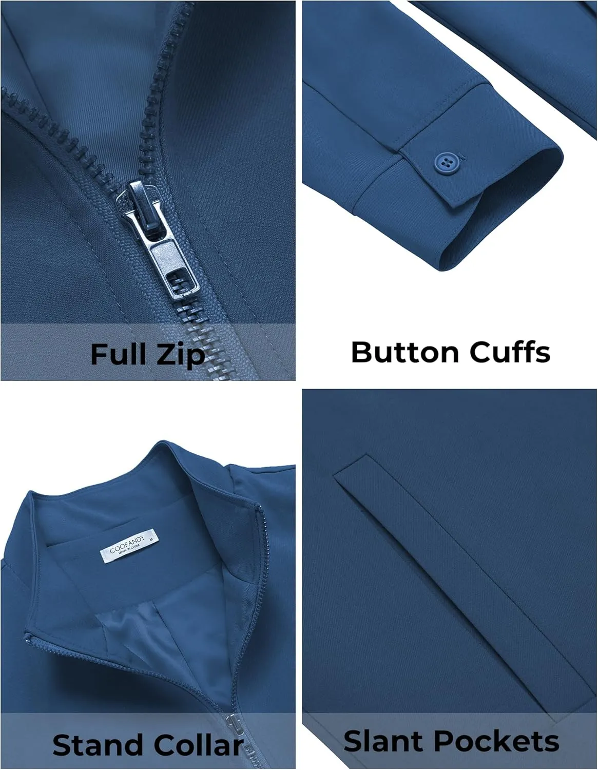 COOFANDY Men's Lightweight Zip Up Jacket Stand Collar Jacket Casual Light Golf Jackets with Pocket