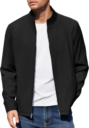 COOFANDY Men's Lightweight Zip Up Jacket Stand Collar Jacket Casual Light Golf Jackets with Pocket