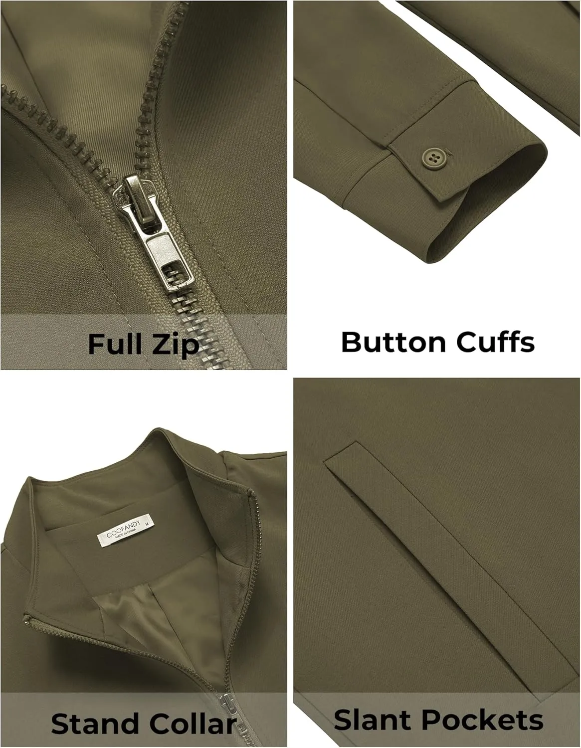 COOFANDY Men's Lightweight Zip Up Jacket Stand Collar Jacket Casual Light Golf Jackets with Pocket