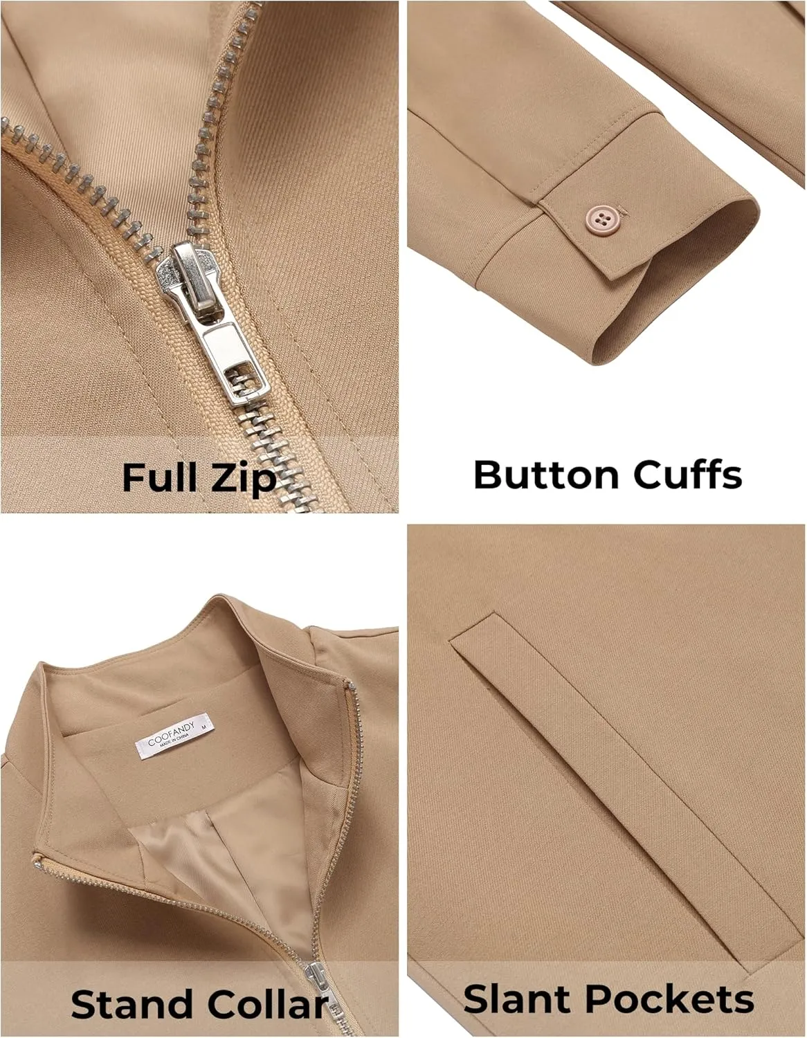 COOFANDY Men's Lightweight Zip Up Jacket Stand Collar Jacket Casual Light Golf Jackets with Pocket