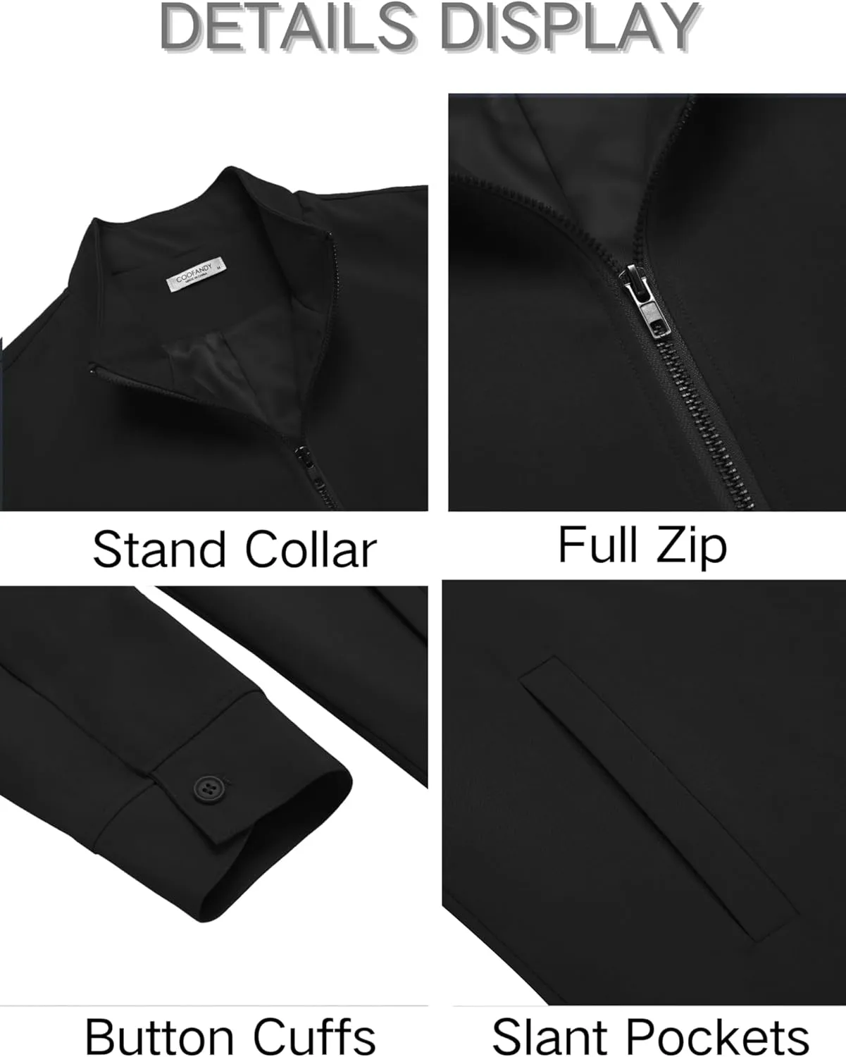 COOFANDY Men's Lightweight Zip Up Jacket Stand Collar Jacket Casual Light Golf Jackets with Pocket