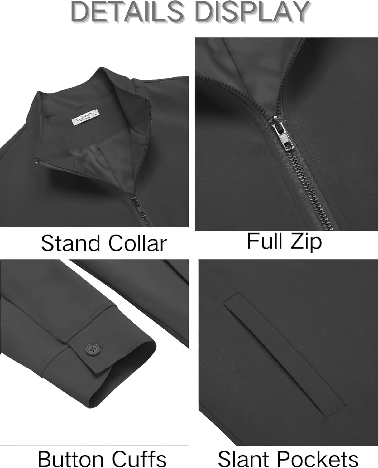 COOFANDY Men's Lightweight Zip Up Jacket Stand Collar Jacket Casual Light Golf Jackets with Pocket