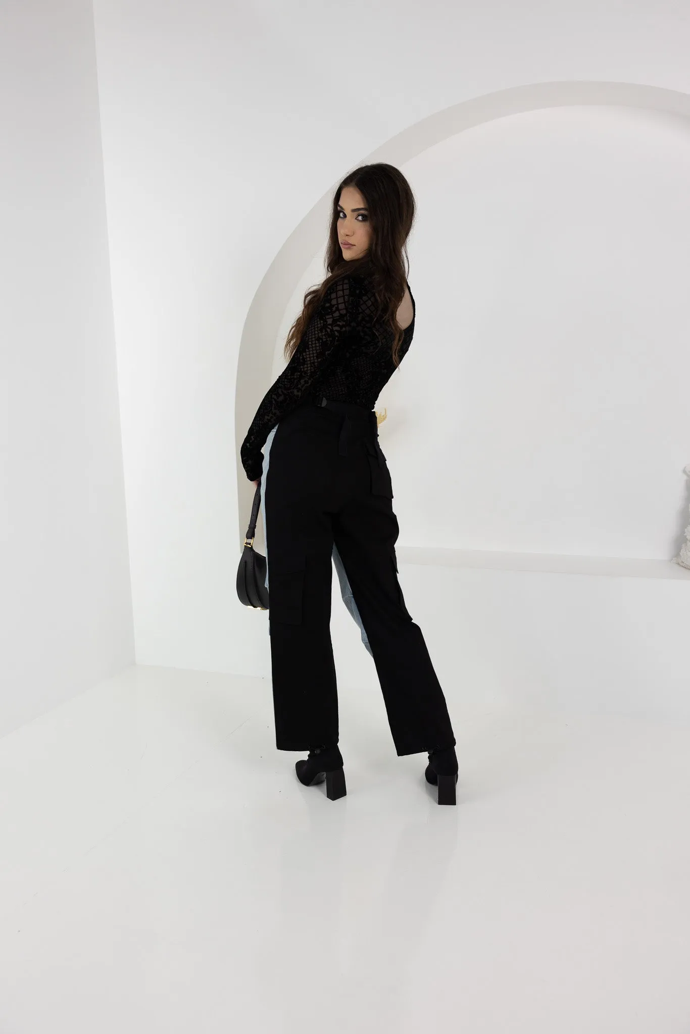 Denim Front 2 Tone Pants