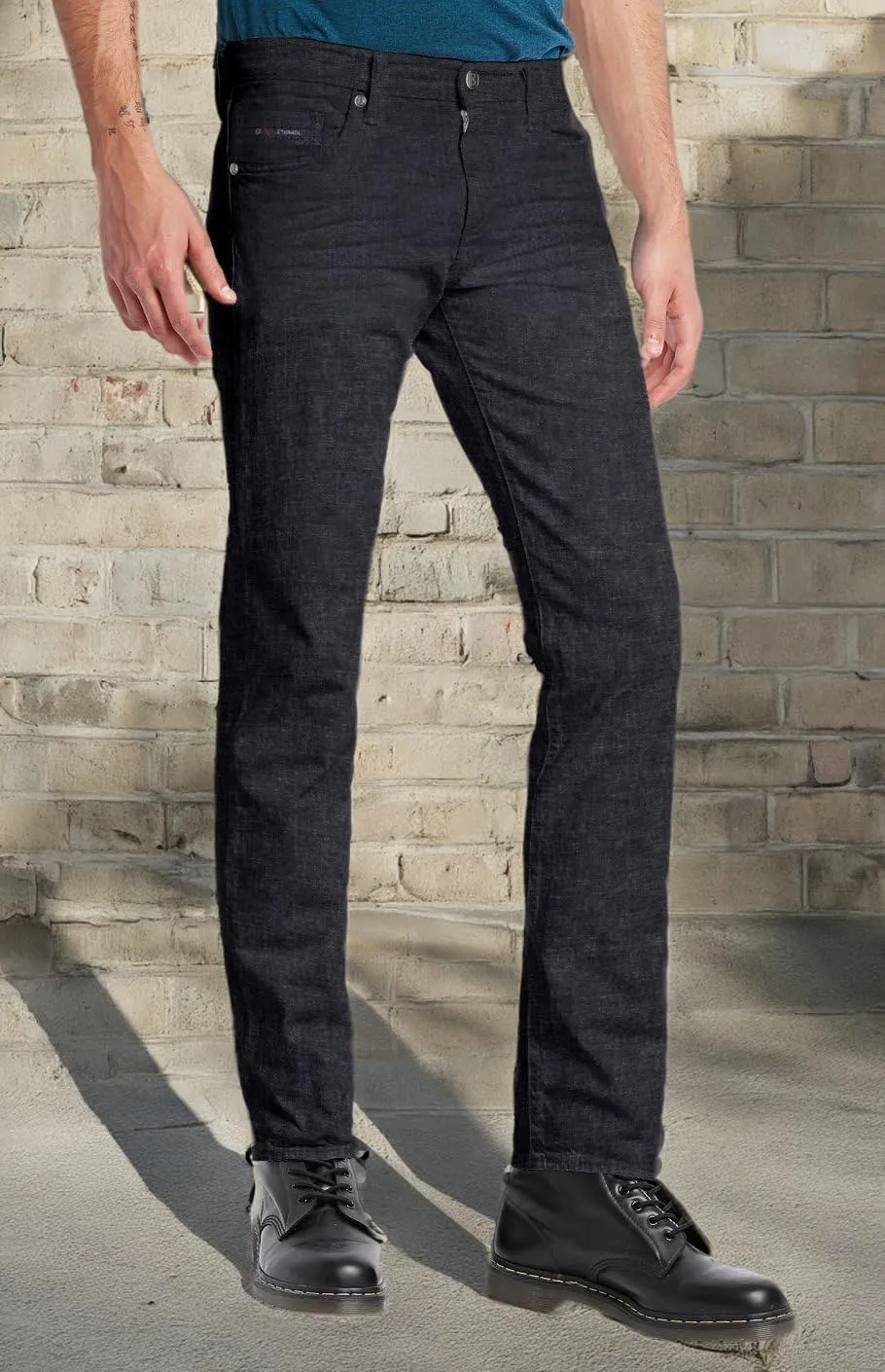 ETHANOL Men's Slim Hyper Stretch Classic Straight Leg Denim Jeans