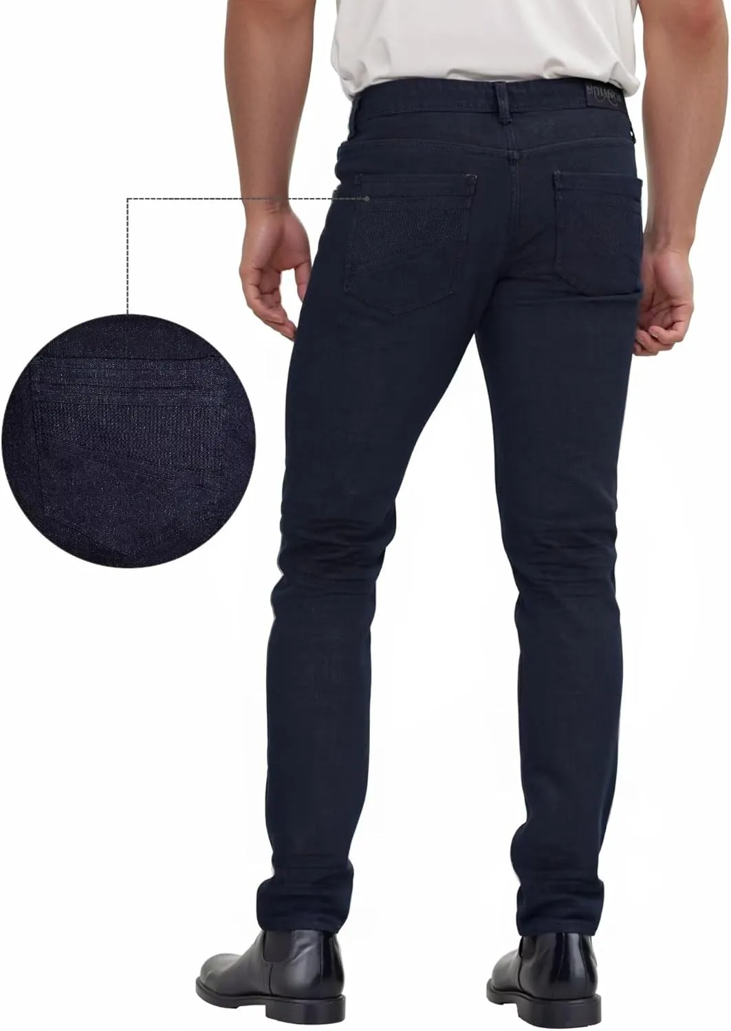 ETHANOL Men's Slim Hyper Stretch Classic Straight Leg Denim Jeans