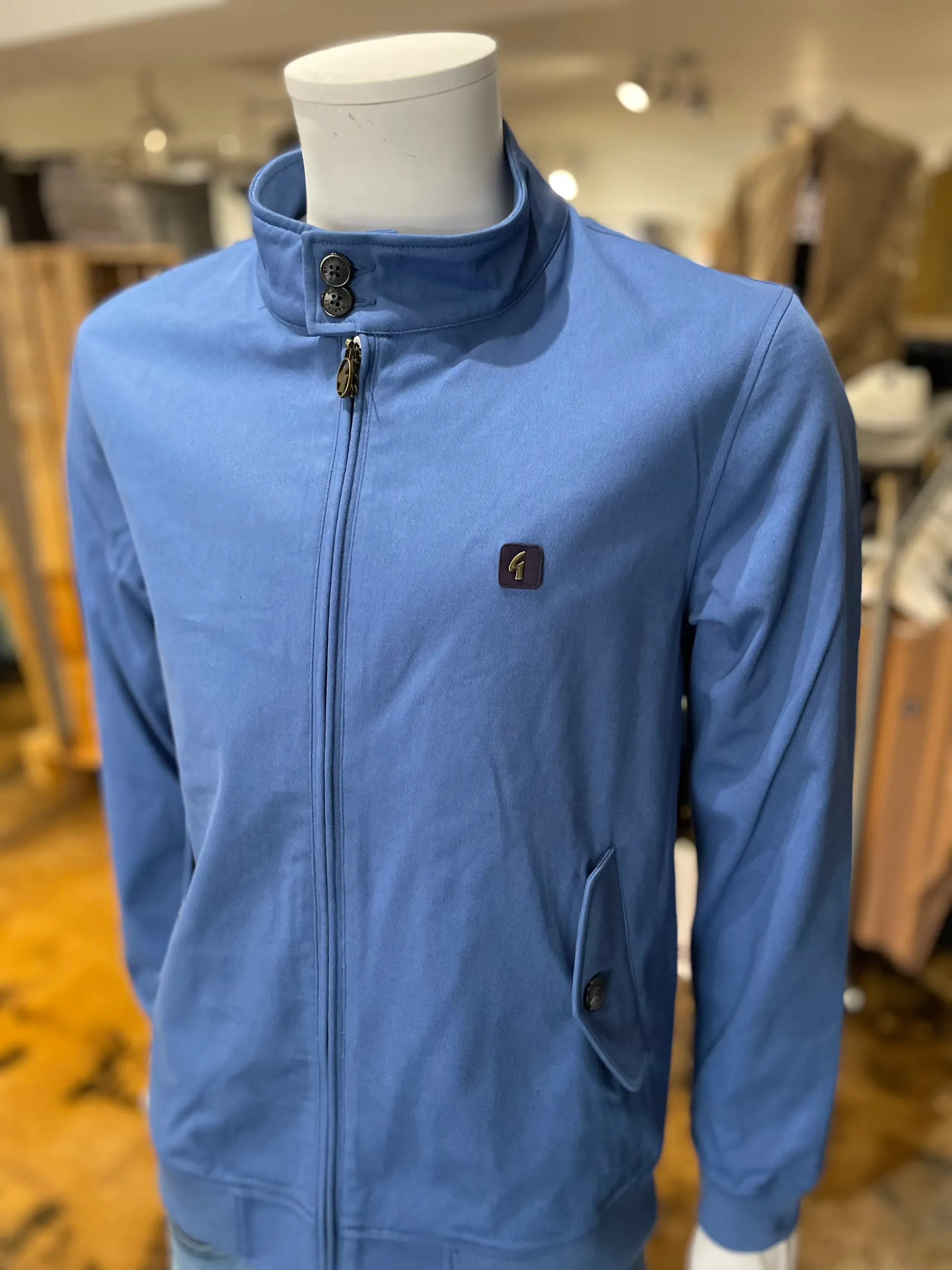 Gabicci Hamilton Blue Harrington Jacket with Red Check Lining