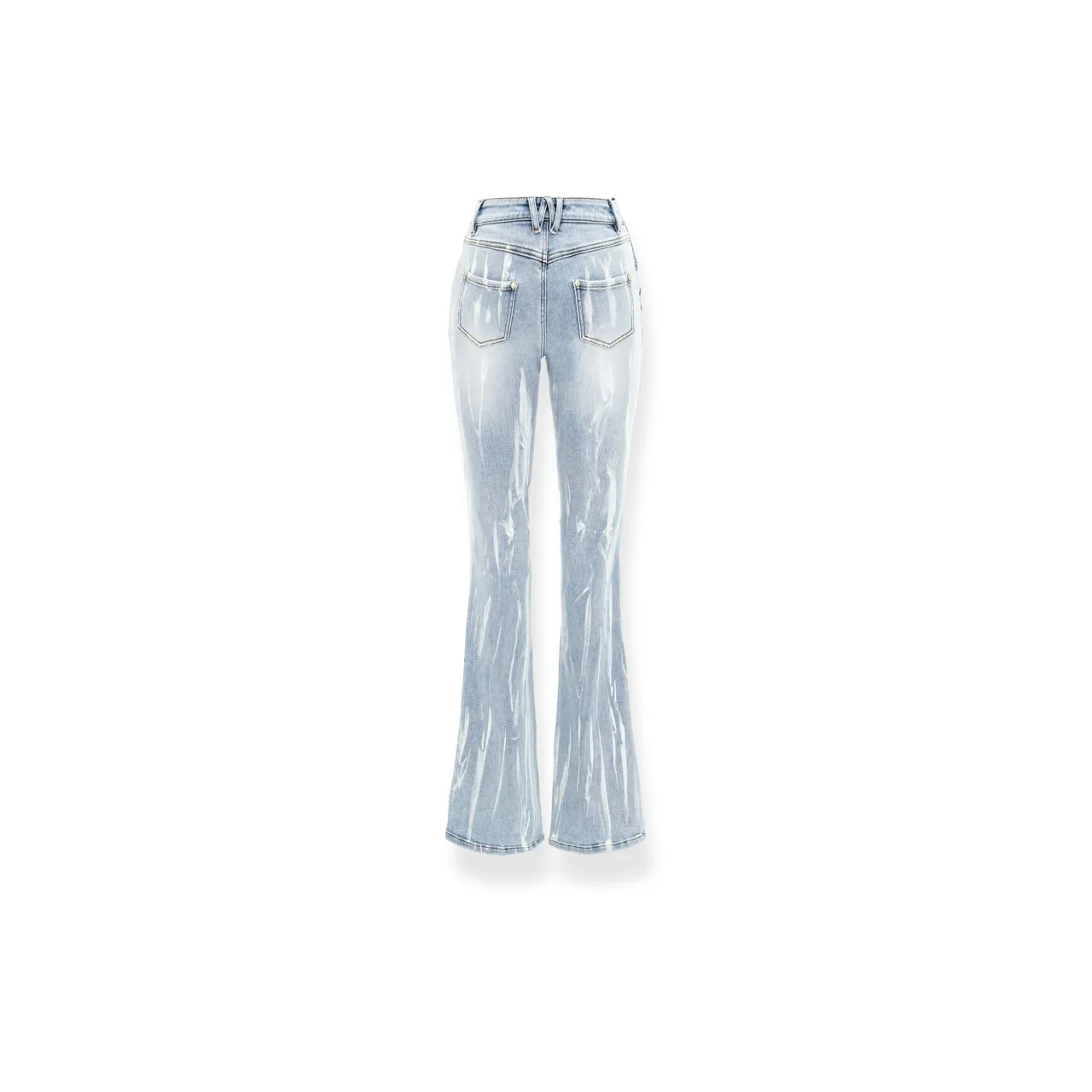 Gradient Tie Flower Hollow Out Slim Fit Jeans