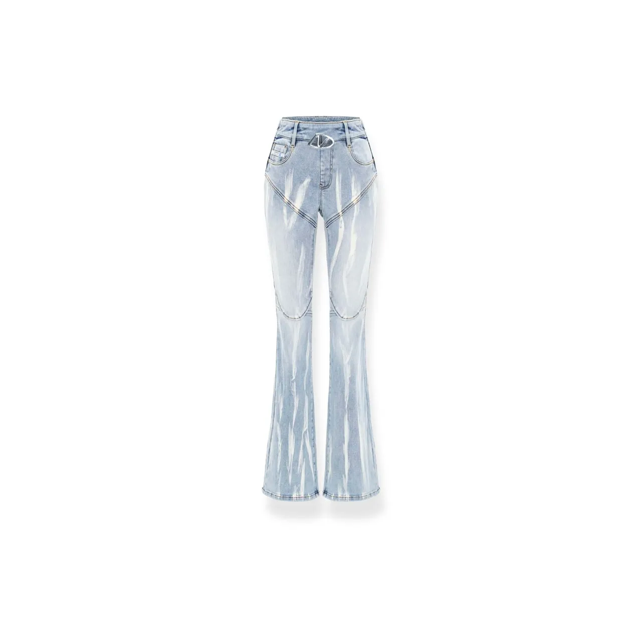 Gradient Tie Flower Hollow Out Slim Fit Jeans
