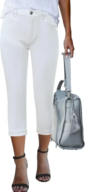GRAPENT Capris Jeans for Women High Waisted Skinny Stretchy Denim Capri Pants Casual Cropped Jeggings Trousers