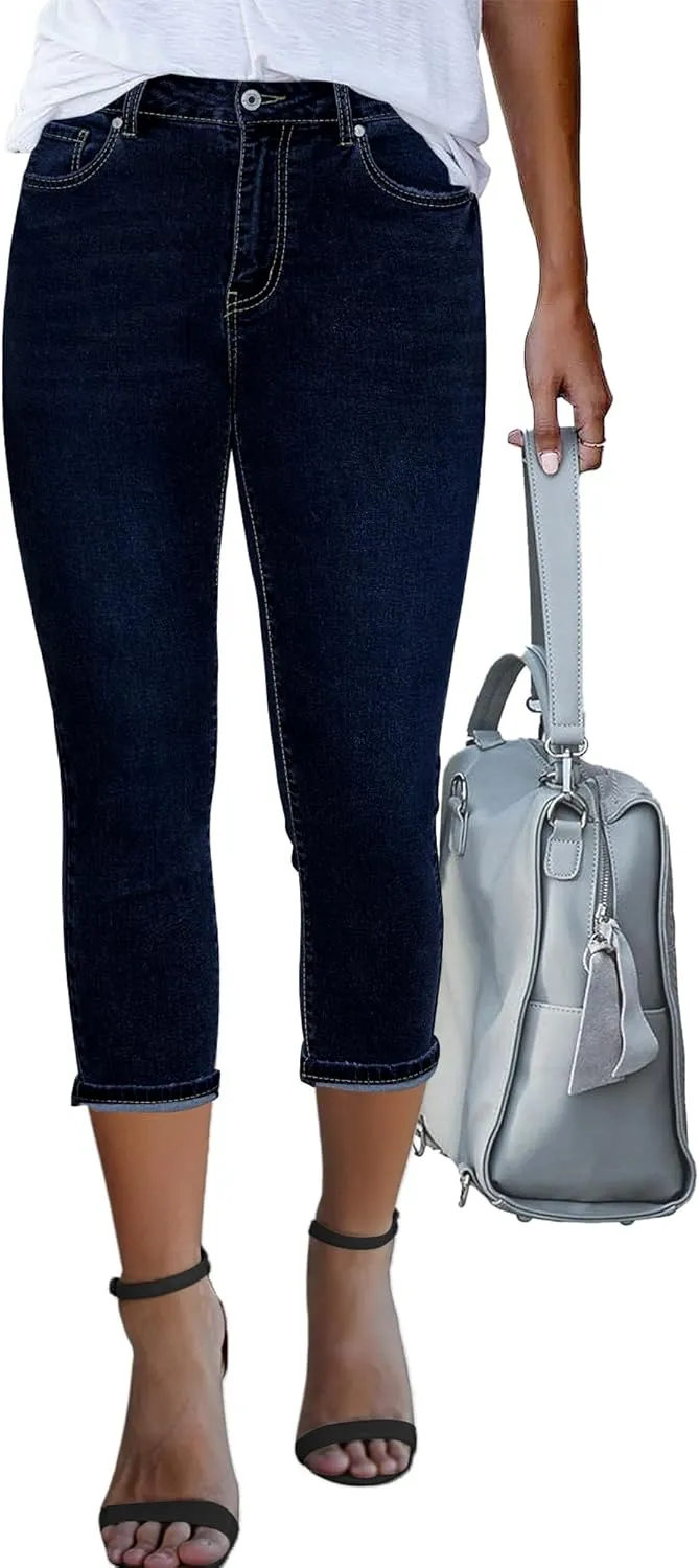 GRAPENT Capris Jeans for Women High Waisted Skinny Stretchy Denim Capri Pants Casual Cropped Jeggings Trousers