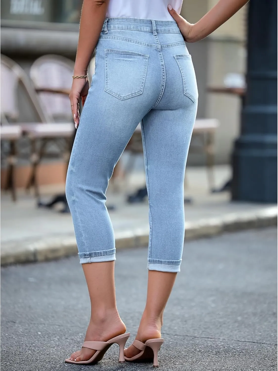 GRAPENT Capris Jeans for Women High Waisted Skinny Stretchy Denim Capri Pants Casual Cropped Jeggings Trousers
