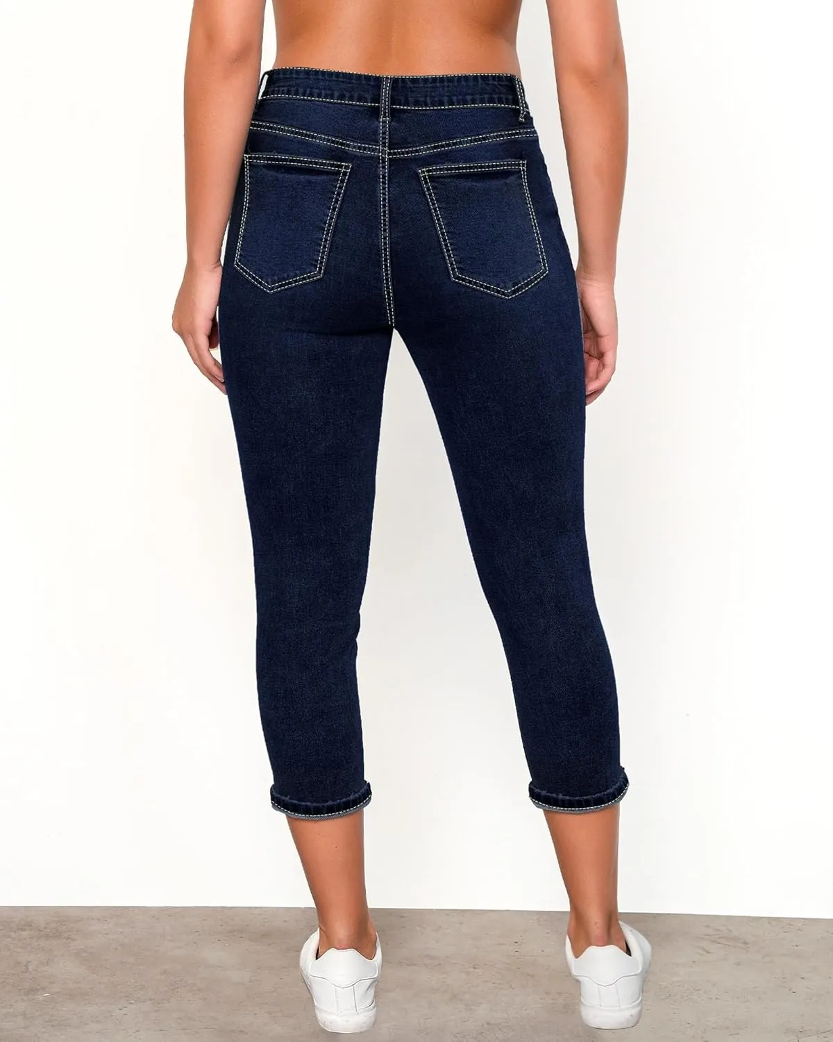 GRAPENT Capris Jeans for Women High Waisted Skinny Stretchy Denim Capri Pants Casual Cropped Jeggings Trousers