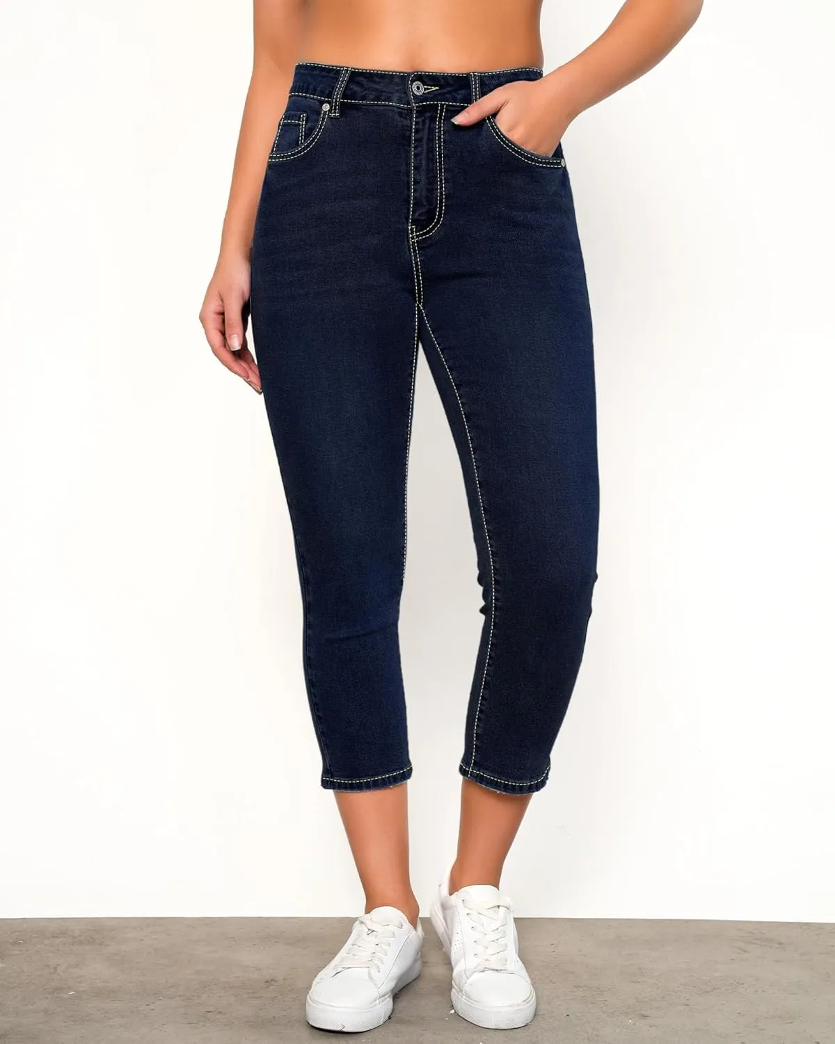 GRAPENT Capris Jeans for Women High Waisted Skinny Stretchy Denim Capri Pants Casual Cropped Jeggings Trousers