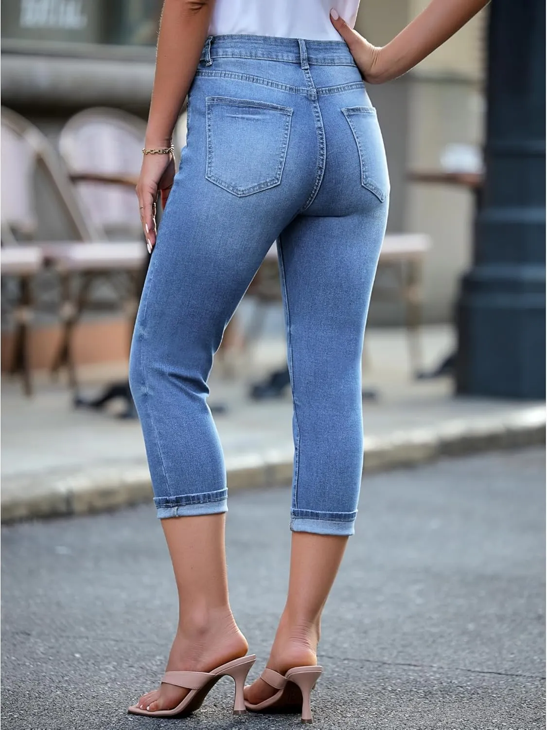 GRAPENT Capris Jeans for Women High Waisted Skinny Stretchy Denim Capri Pants Casual Cropped Jeggings Trousers