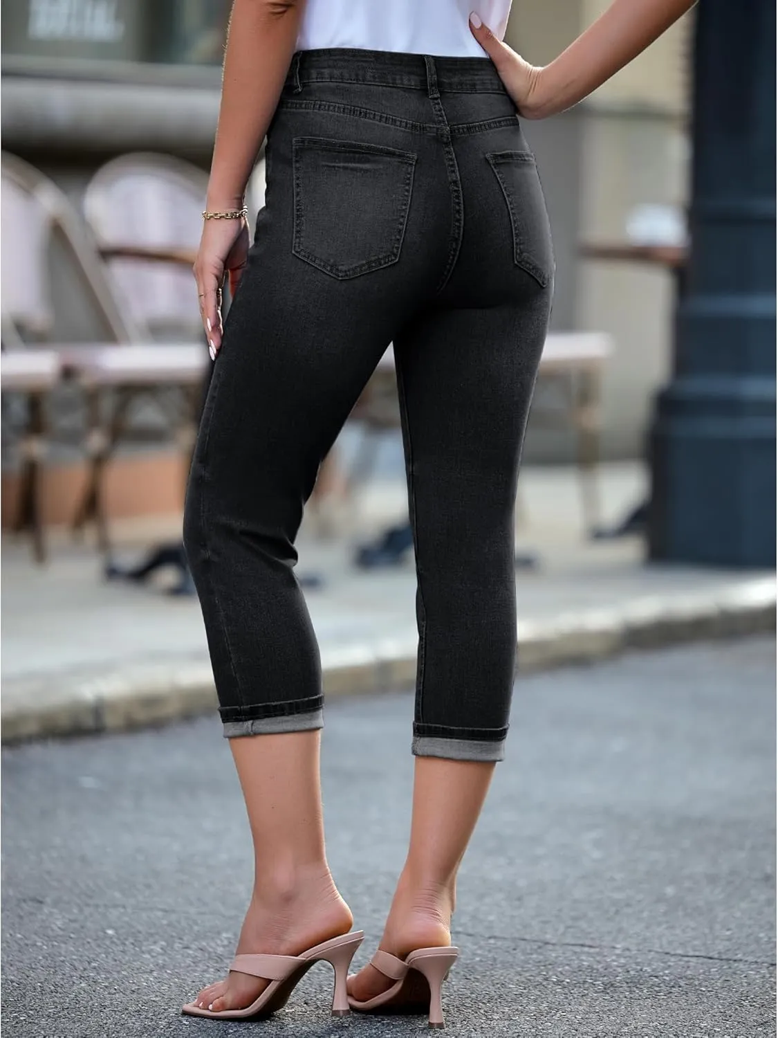 GRAPENT Capris Jeans for Women High Waisted Skinny Stretchy Denim Capri Pants Casual Cropped Jeggings Trousers