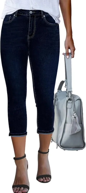 GRAPENT Capris Jeans for Women High Waisted Skinny Stretchy Denim Capri Pants Casual Cropped Jeggings Trousers