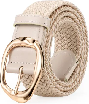 JASGOOD Braided Elastic Belt for Women Stretchy Woven Golf Belt Casual Web Belt for Jeans Pants