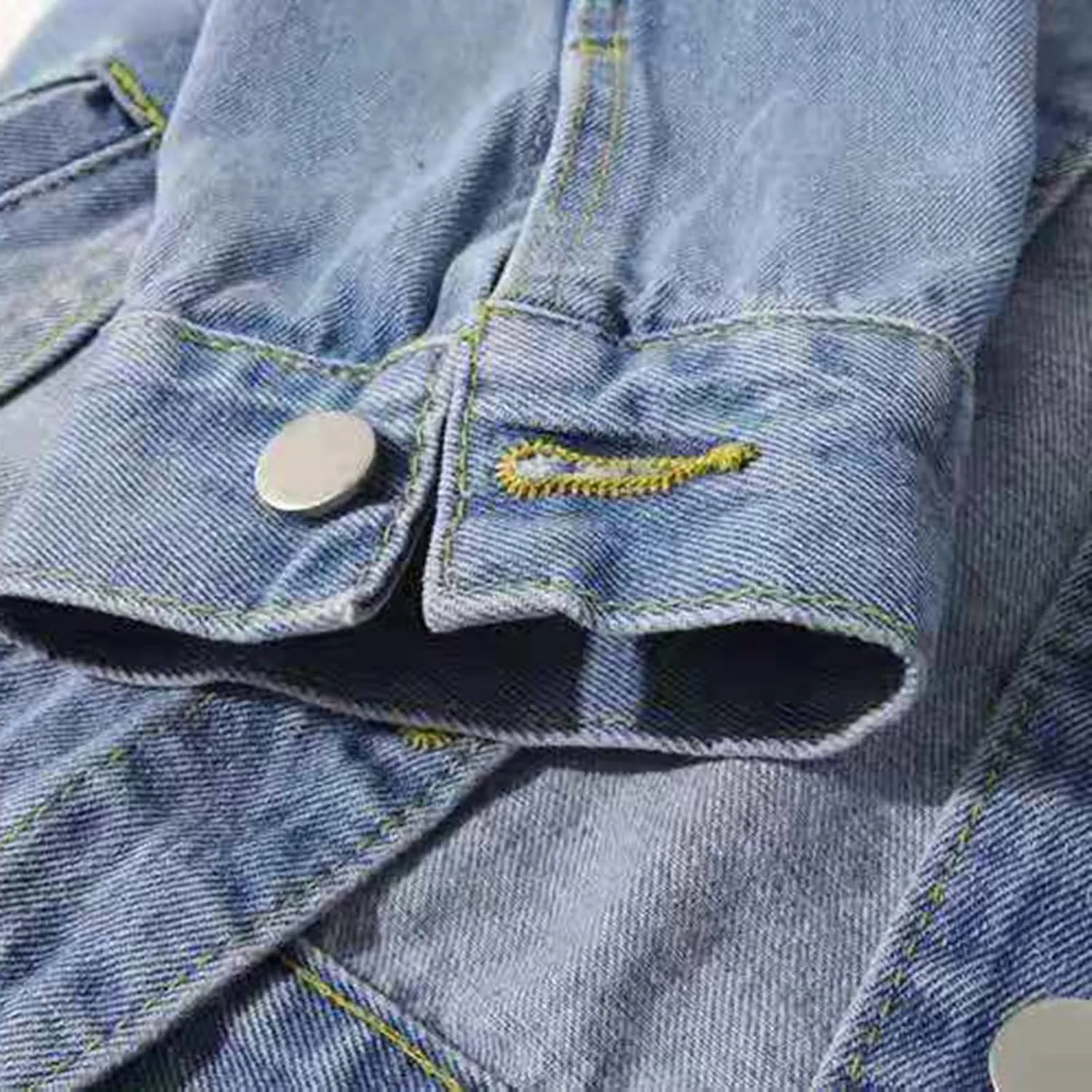 Jean Jacket Women 3/4 Sleeve Colored Cropped Denim Jacket Trendy Light Wash Short Jean Jacket Trucker Coat