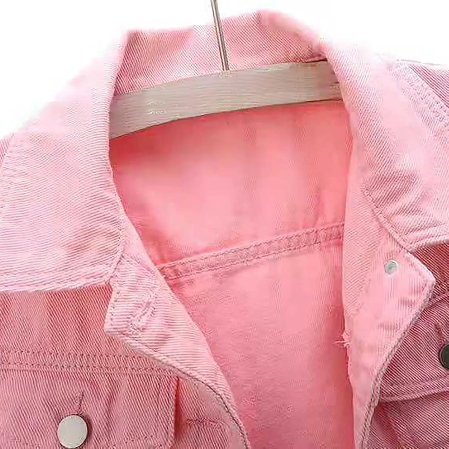 Jean Jacket Women 3/4 Sleeve Colored Cropped Denim Jacket Trendy Light Wash Short Jean Jacket Trucker Coat