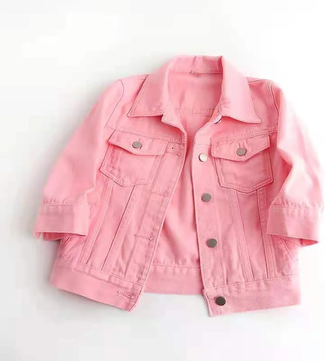 Jean Jacket Women 3/4 Sleeve Colored Cropped Denim Jacket Trendy Light Wash Short Jean Jacket Trucker Coat