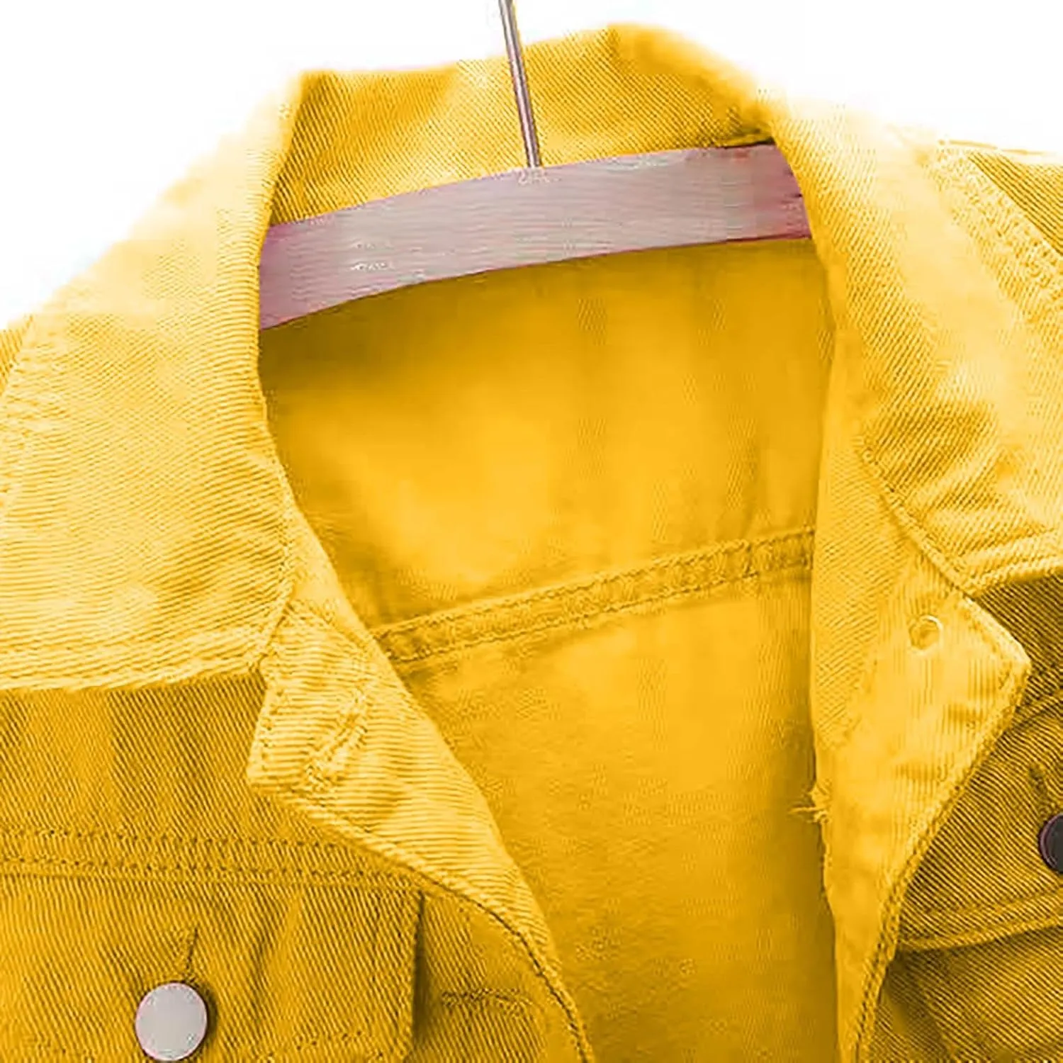 Jean Jacket Women 3/4 Sleeve Colored Cropped Denim Jacket Trendy Light Wash Short Jean Jacket Trucker Coat