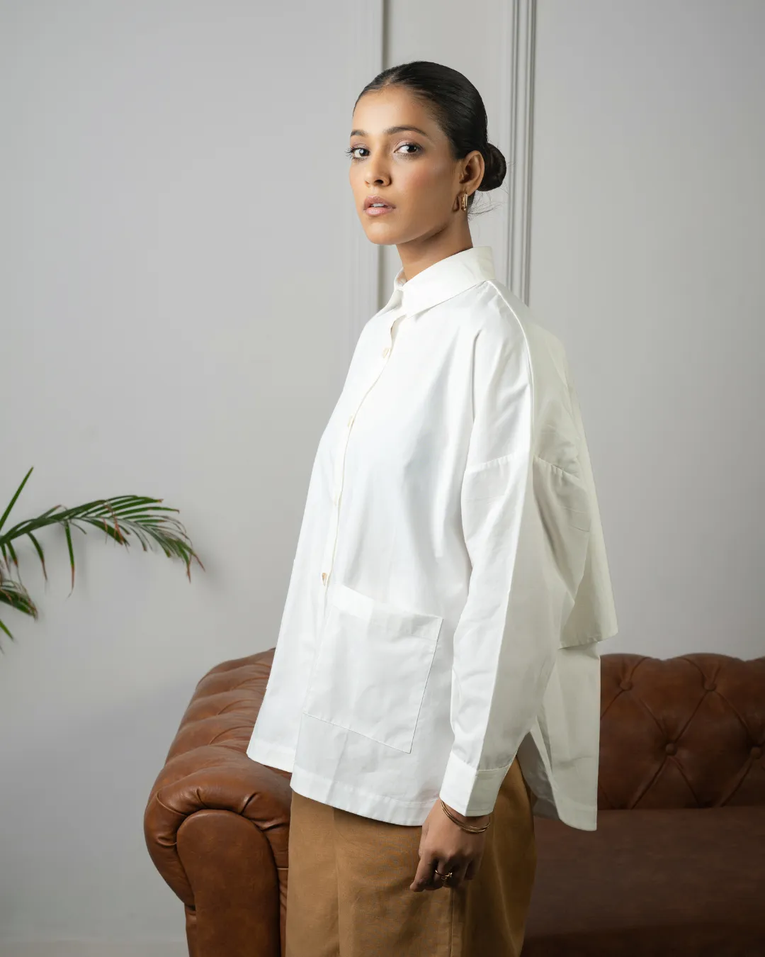 Jiyū Oversized Flap Shirt : White