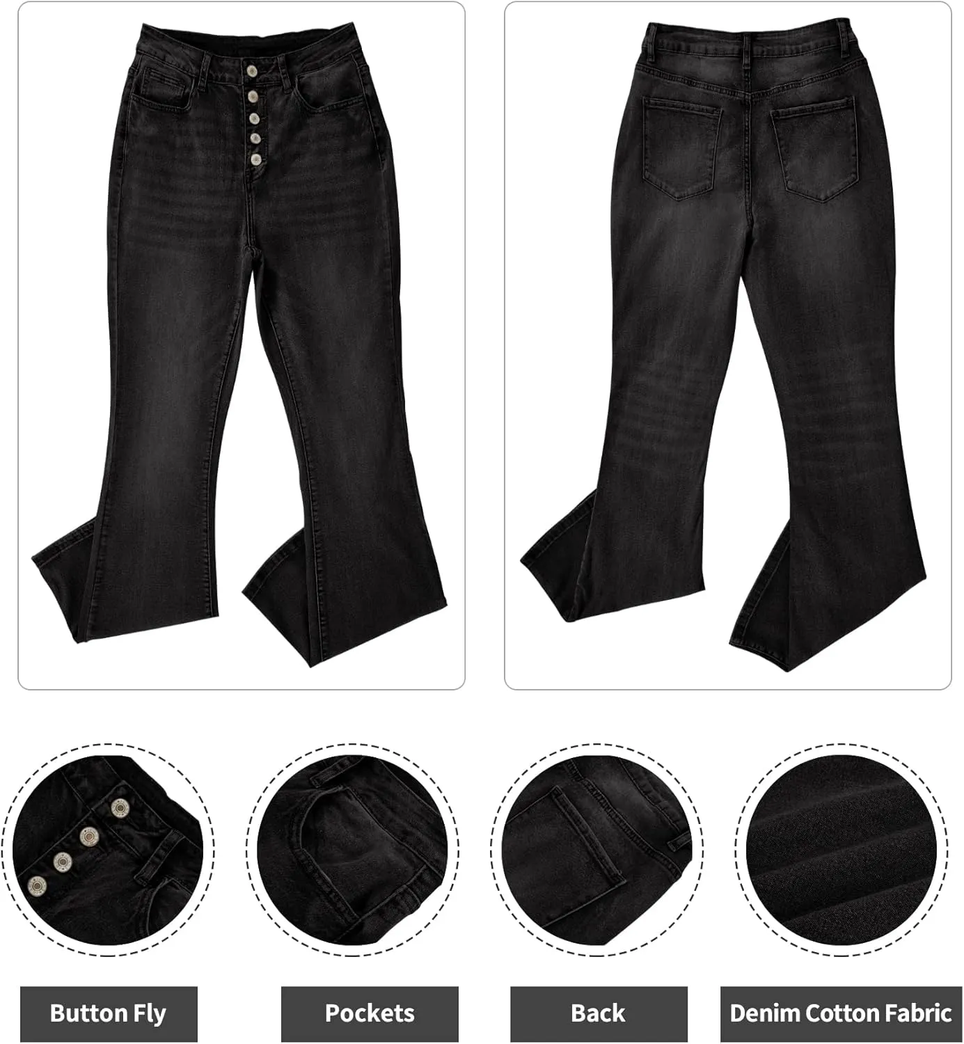 Koinshha Womens High Waisted Jeans Stretch Boyfriend Flare Casual Bootcut Denim Pants