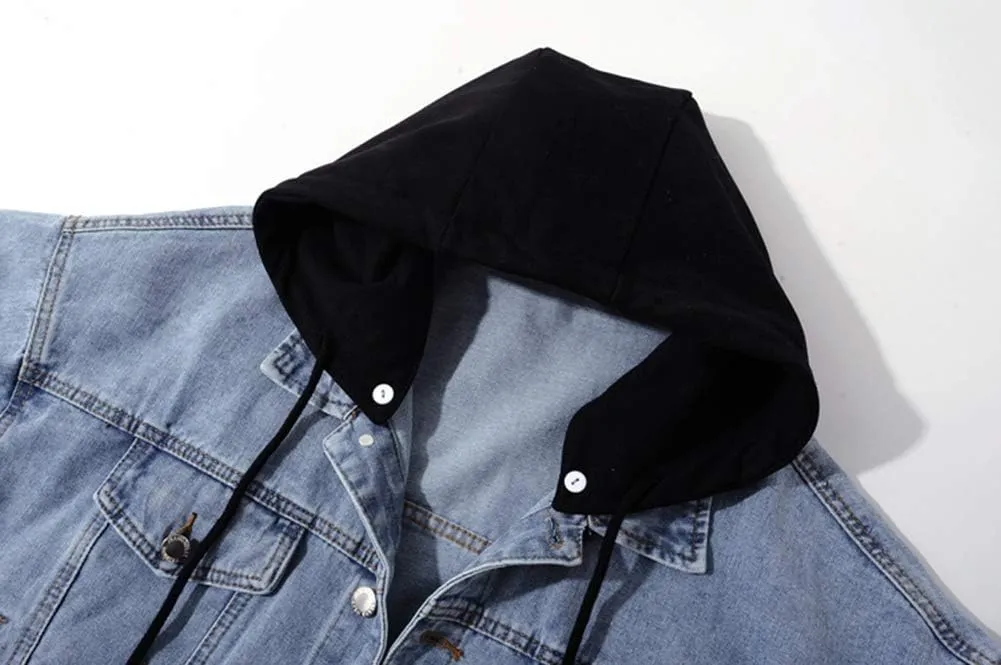 LifeShe Women's 3/4 Sleeve Short Denim Jacket Light Cropped Jean Jackets Coats