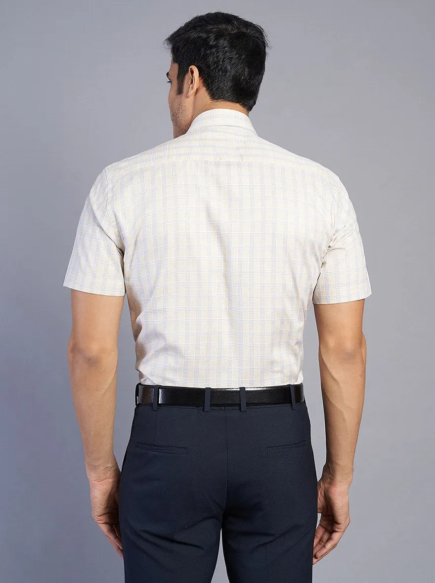 Light Yellow Checked Regular Fit Formal Shirt | JadeBlue