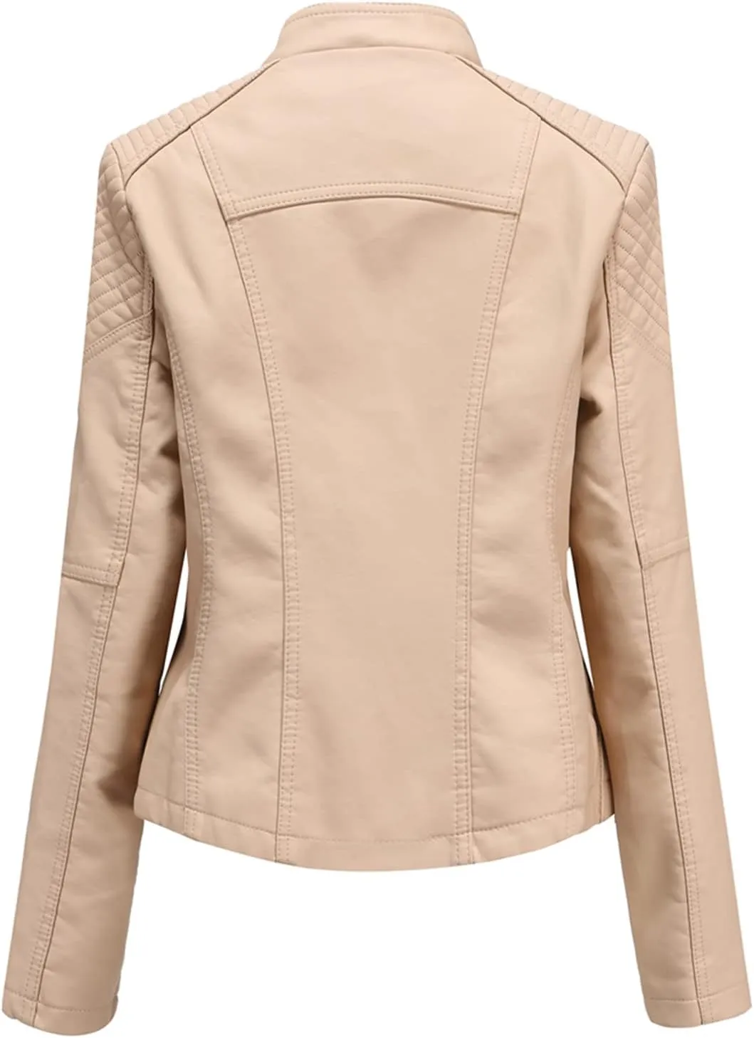 Lu's Chic Women's Motorcycle Jacket Fashion Dressy Vegan Leather Biker Coat Light Slim Fit Crop Blazer Moto Jacket